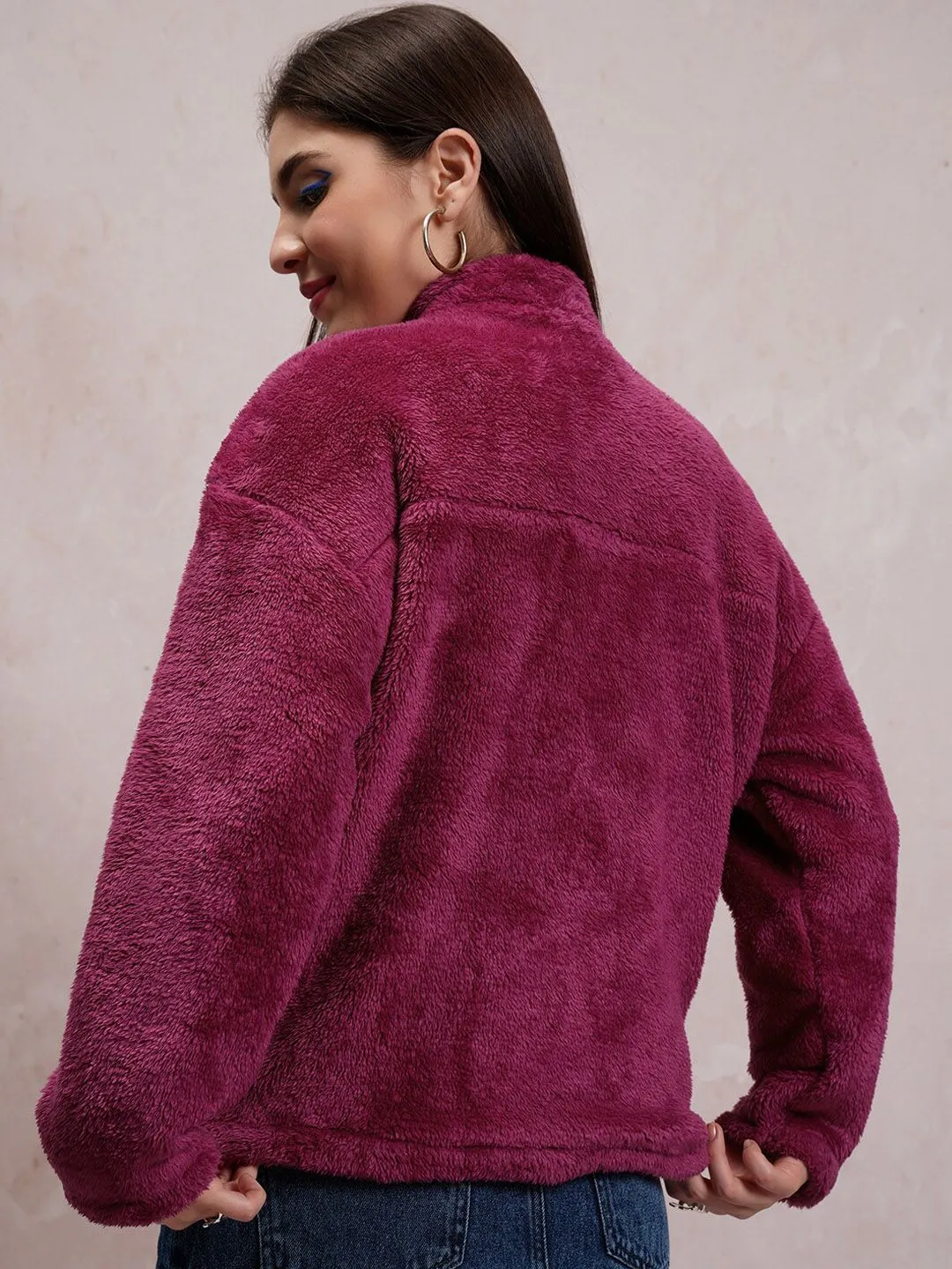 Tokyo Talkies Maroon Oversized Tailored Jacket