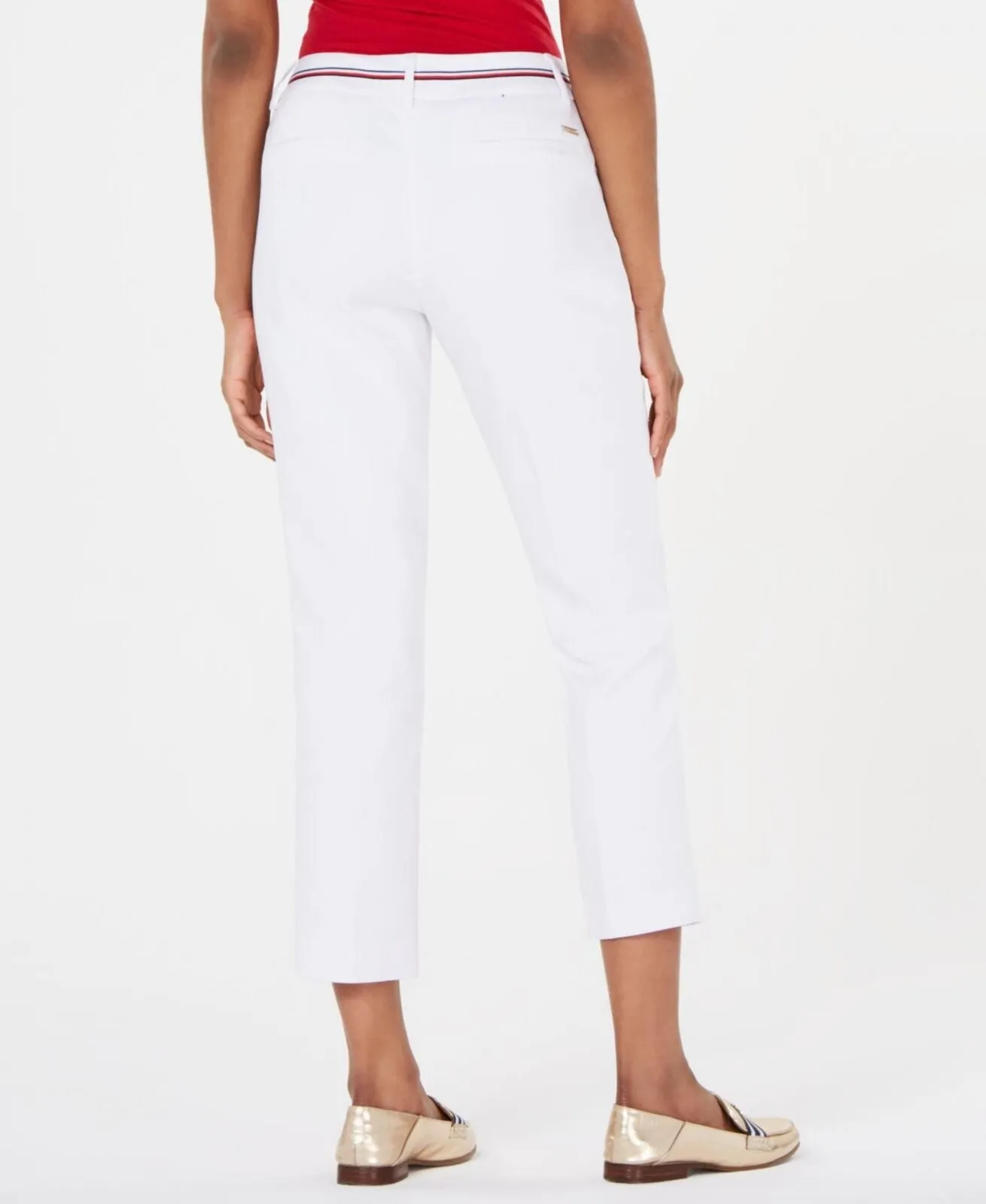 Tommy Hilfiger Womens Ribbon-Trim Ankle Pants T9AKD323 White 12