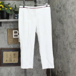 Tommy Hilfiger Womens Ribbon-Trim Ankle Pants T9AKD323 White 12