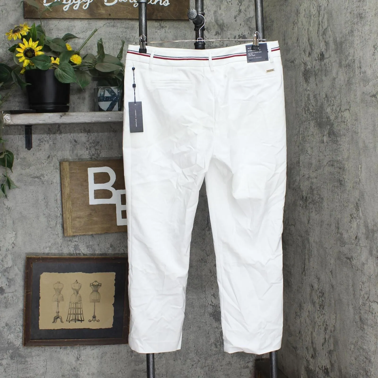 Tommy Hilfiger Womens Ribbon-Trim Ankle Pants T9AKD323 White 12