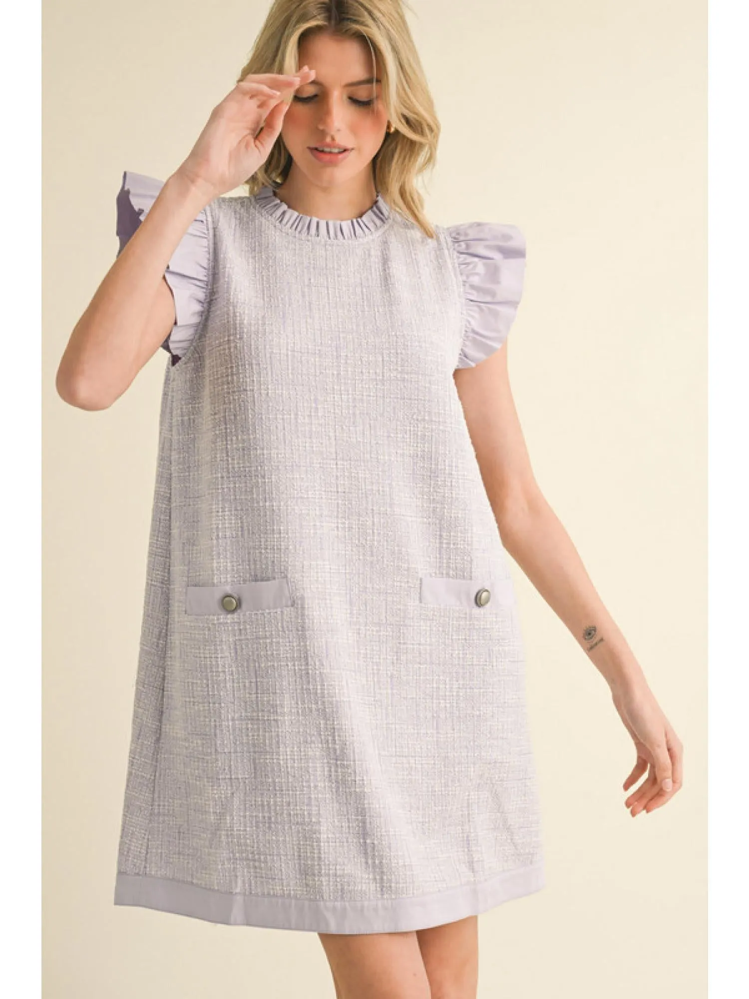 Tweed Shift Dress with Pockets