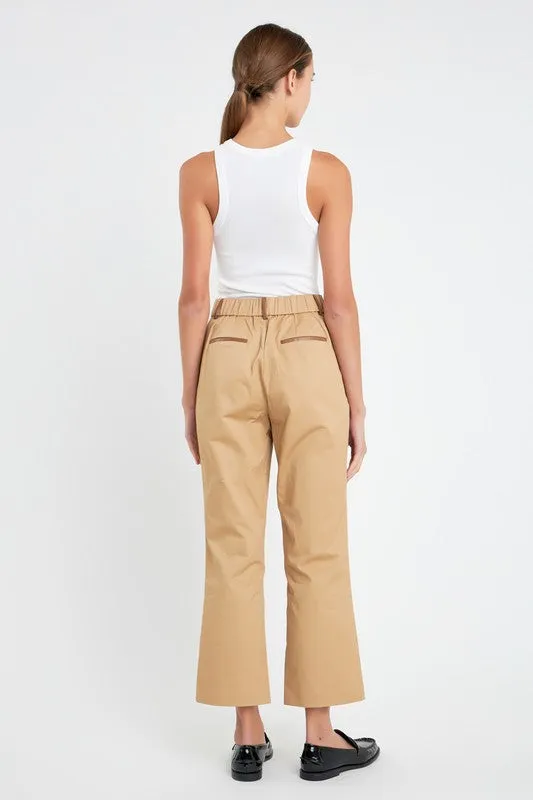 Twill Cropped Flare Hem Pants