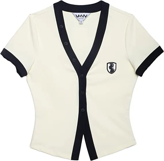 VHNY Womens Short Sleeve Tops | Button Up Short Sleeve Top Cardigan for Teens Girls Trendy from NYC Brand (Cream, M, m)
