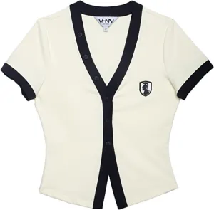 VHNY Womens Short Sleeve Tops | Button Up Short Sleeve Top Cardigan for Teens Girls Trendy from NYC Brand (Cream, M, m)