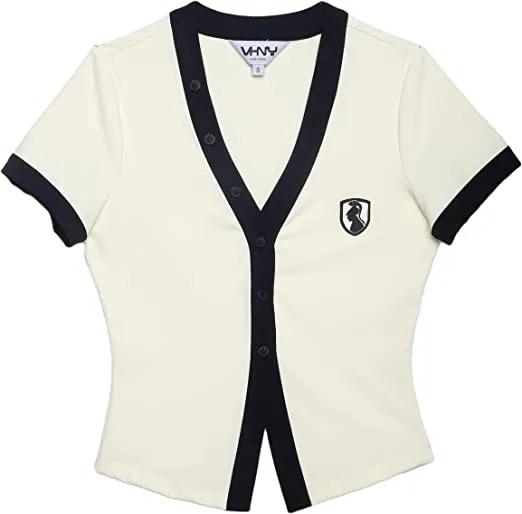 VHNY Womens Short Sleeve Tops | Button Up Short Sleeve Top Cardigan for Teens Girls Trendy from NYC Brand (Cream, XS, x_s)