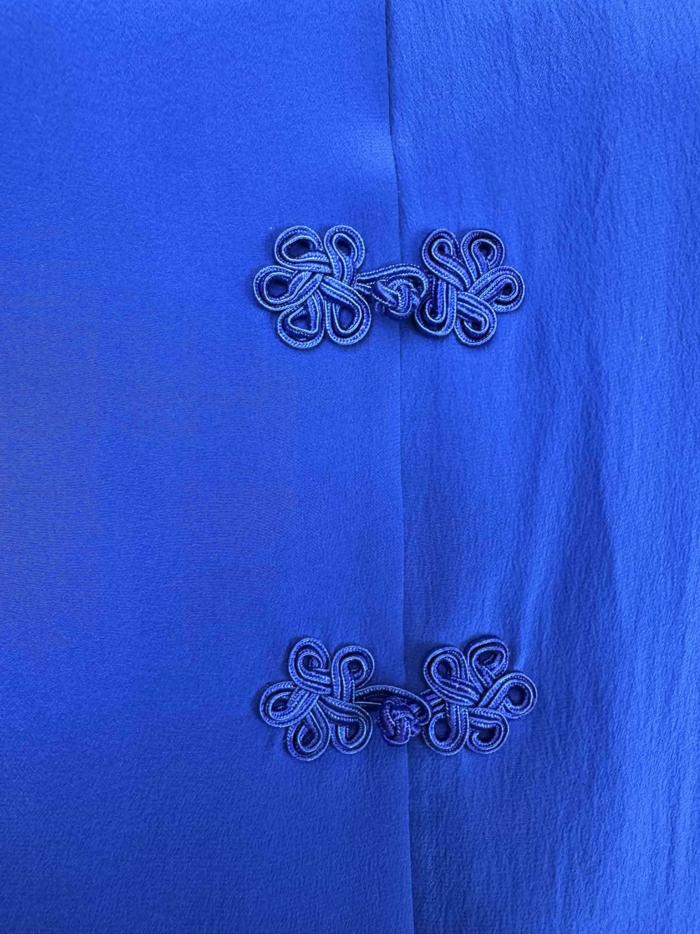 Vintage Cobalt Blue Silk Blouse -  Size L