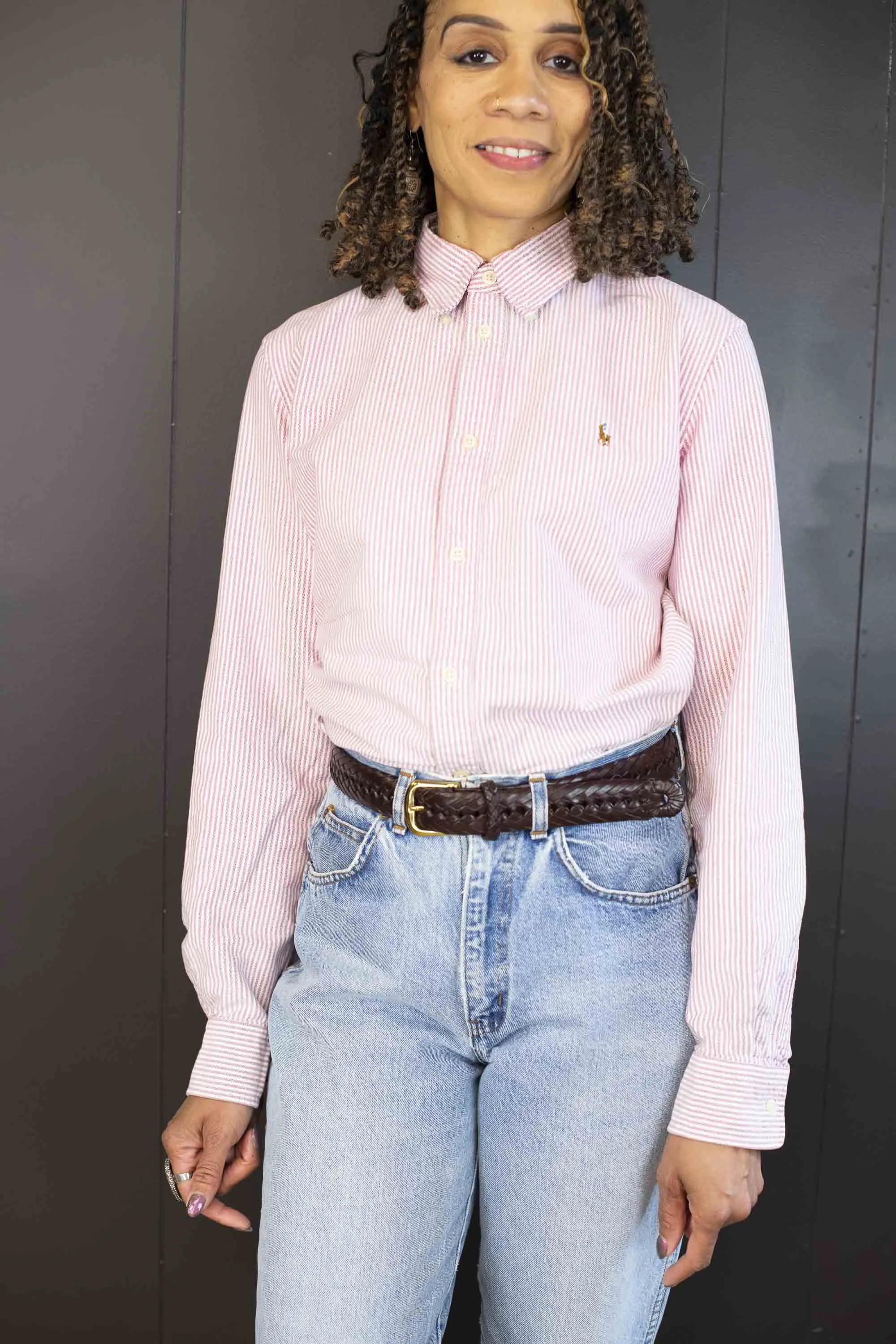 Vintage Ralph Lauren Red Striped Button Down - Size L