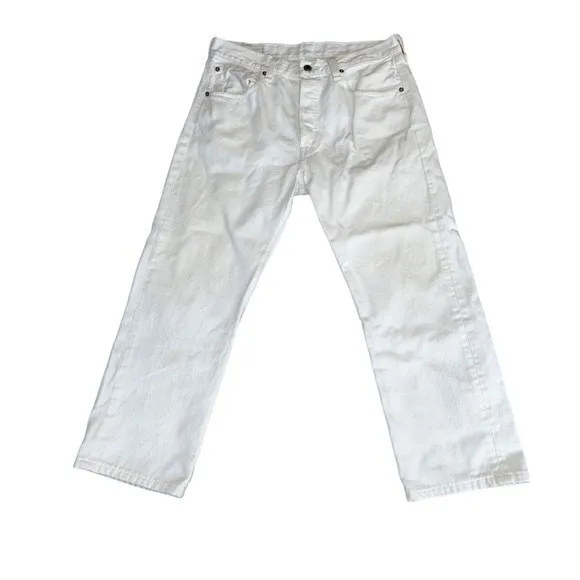 Vintage White Levi’s 501 Cropped Jeans 36” length