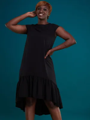 Vivo Ayana Cap Sleeved Shift Dress - Black