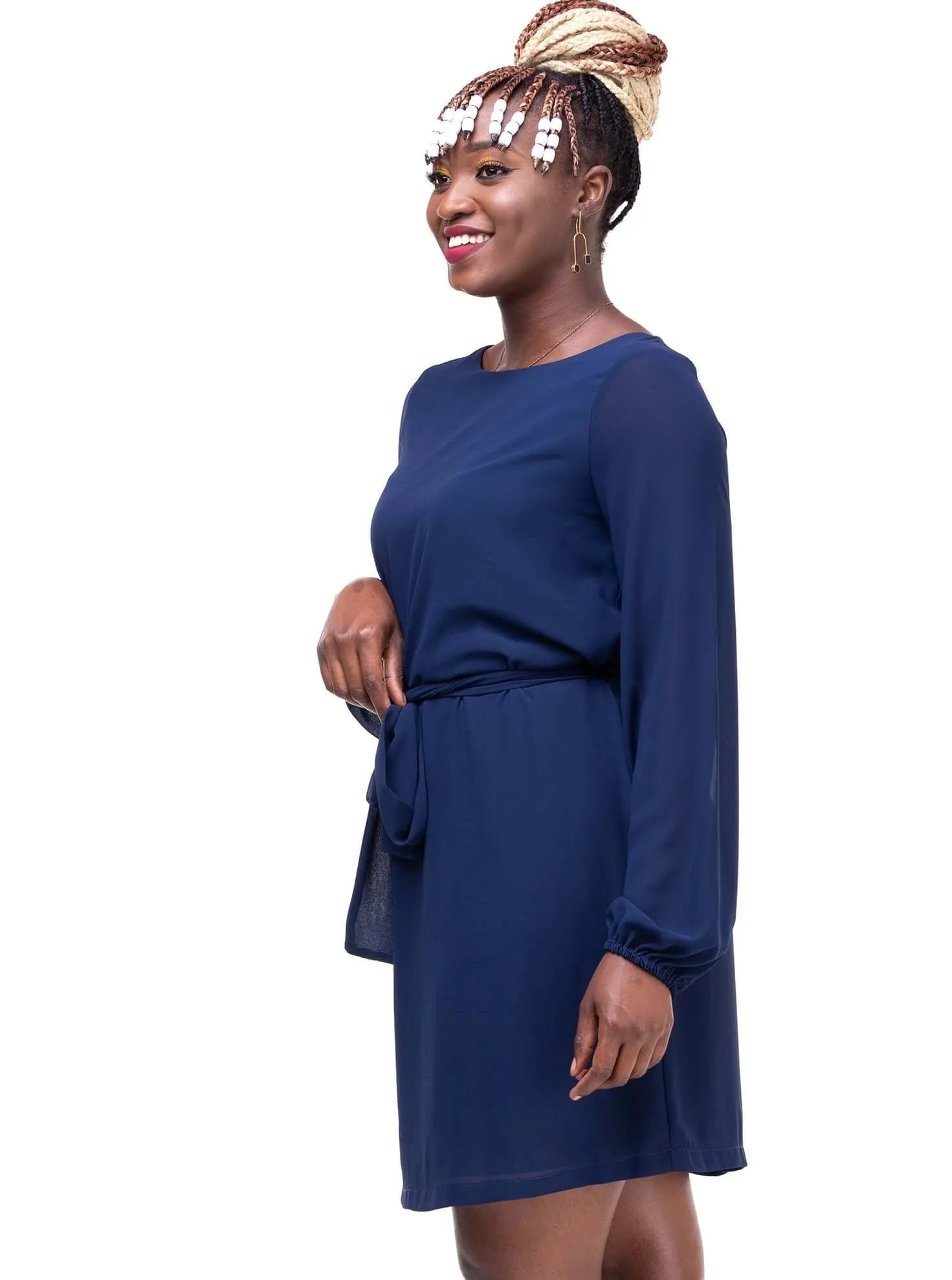 Vivo Zawadi Shift Dress - Navy Blue