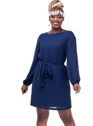 Vivo Zawadi Shift Dress - Navy Blue