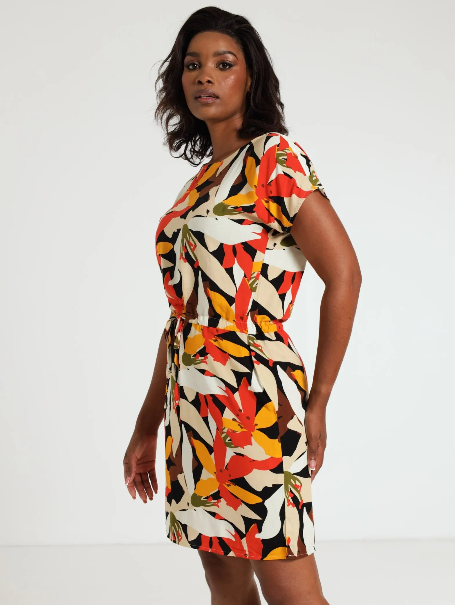 Waisted Shift Dress - Black