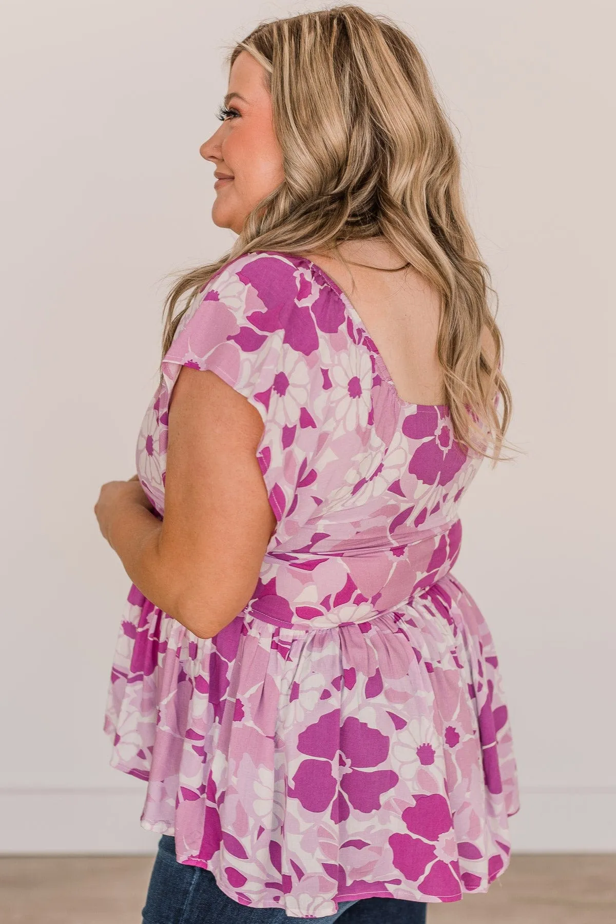 We Go Together Floral Babydoll Top- Magenta