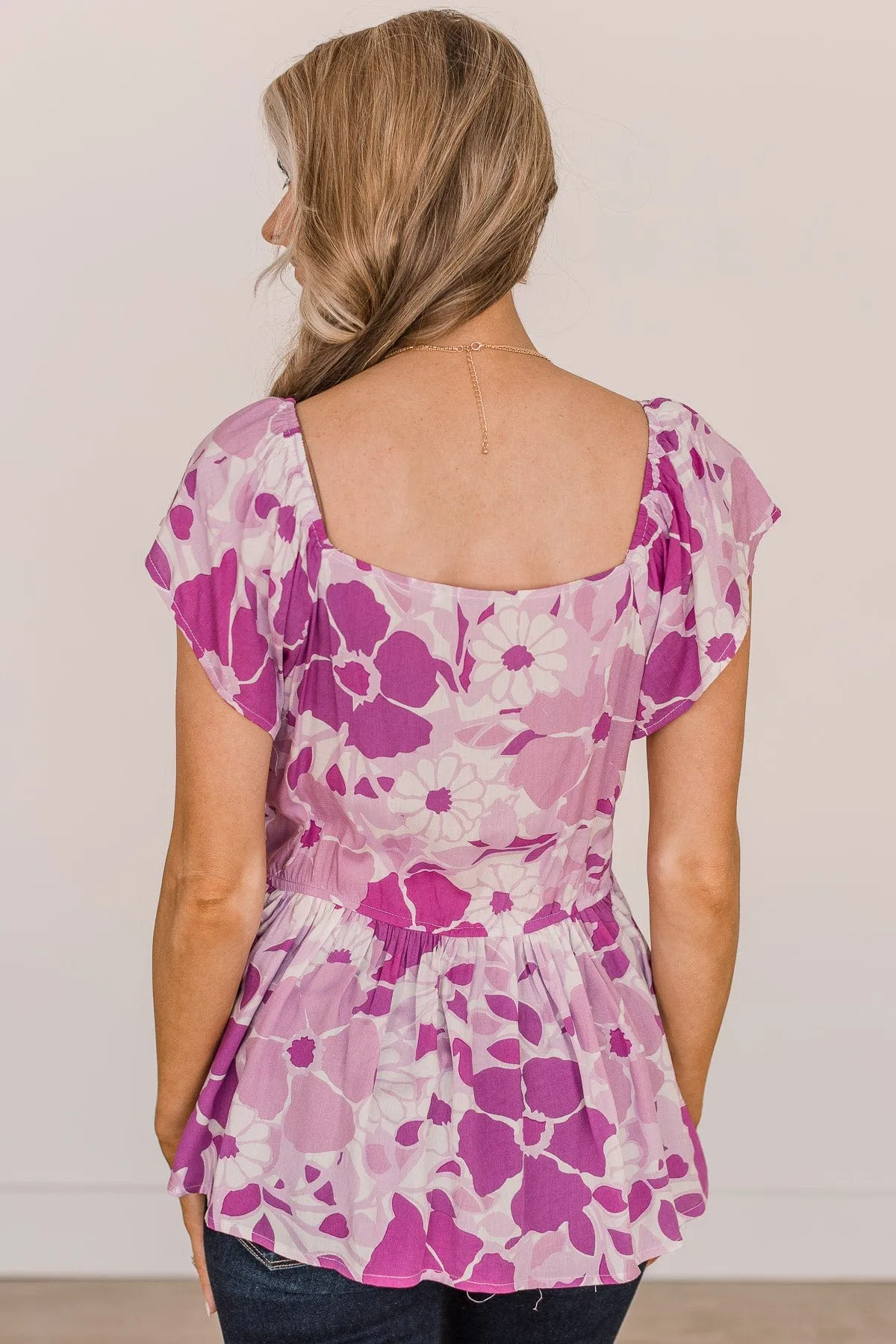 We Go Together Floral Babydoll Top- Magenta