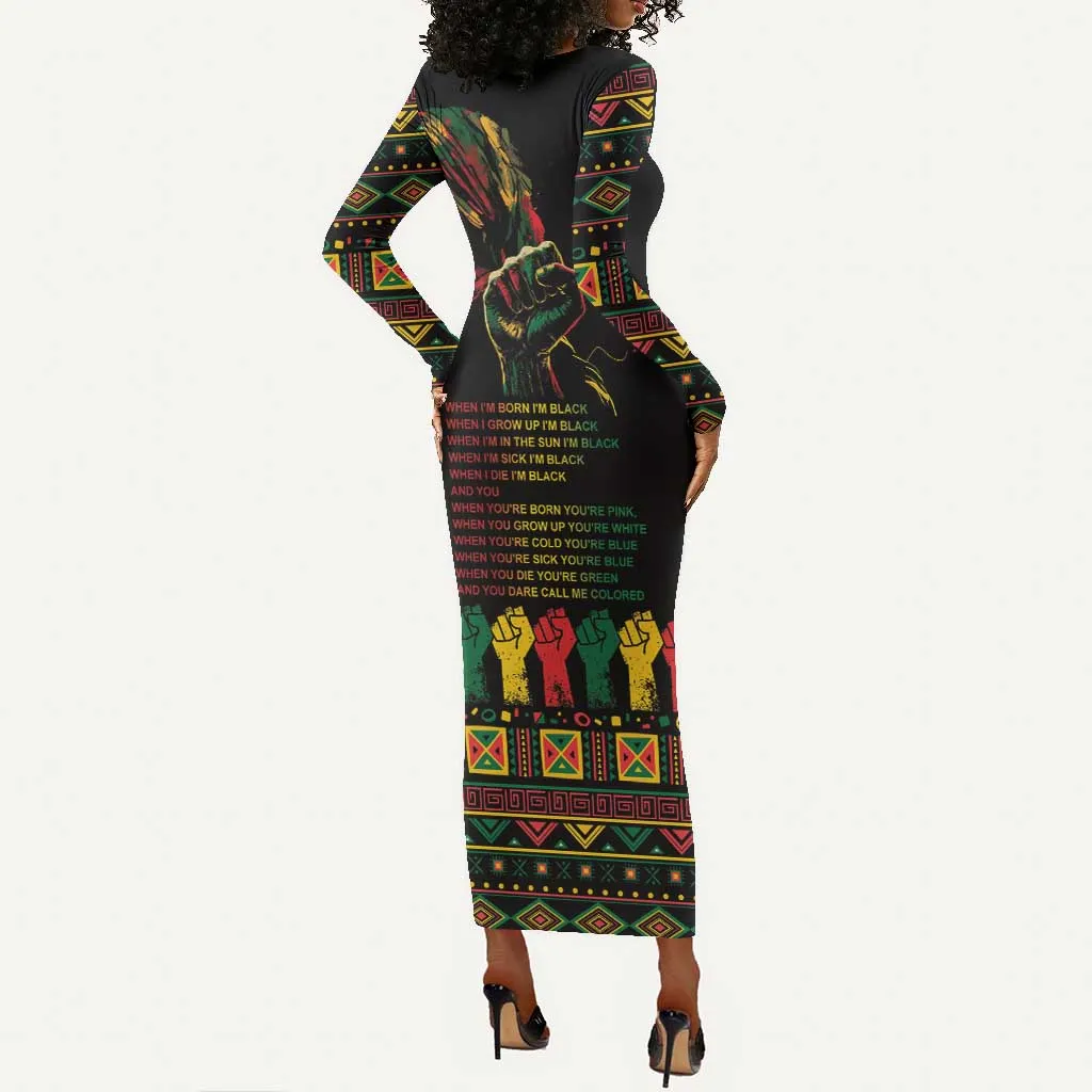 When I'm Born I'm Black Long Sleeve Bodycon Dress Black History Black Month LT9