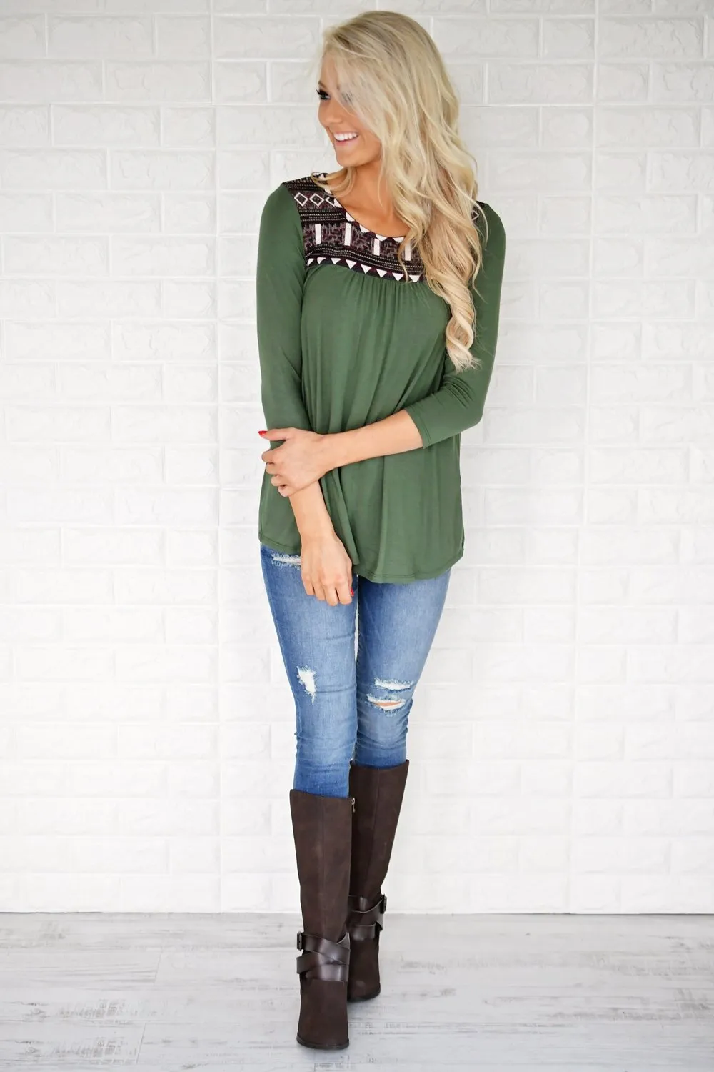 Wherever You Are Olive Top