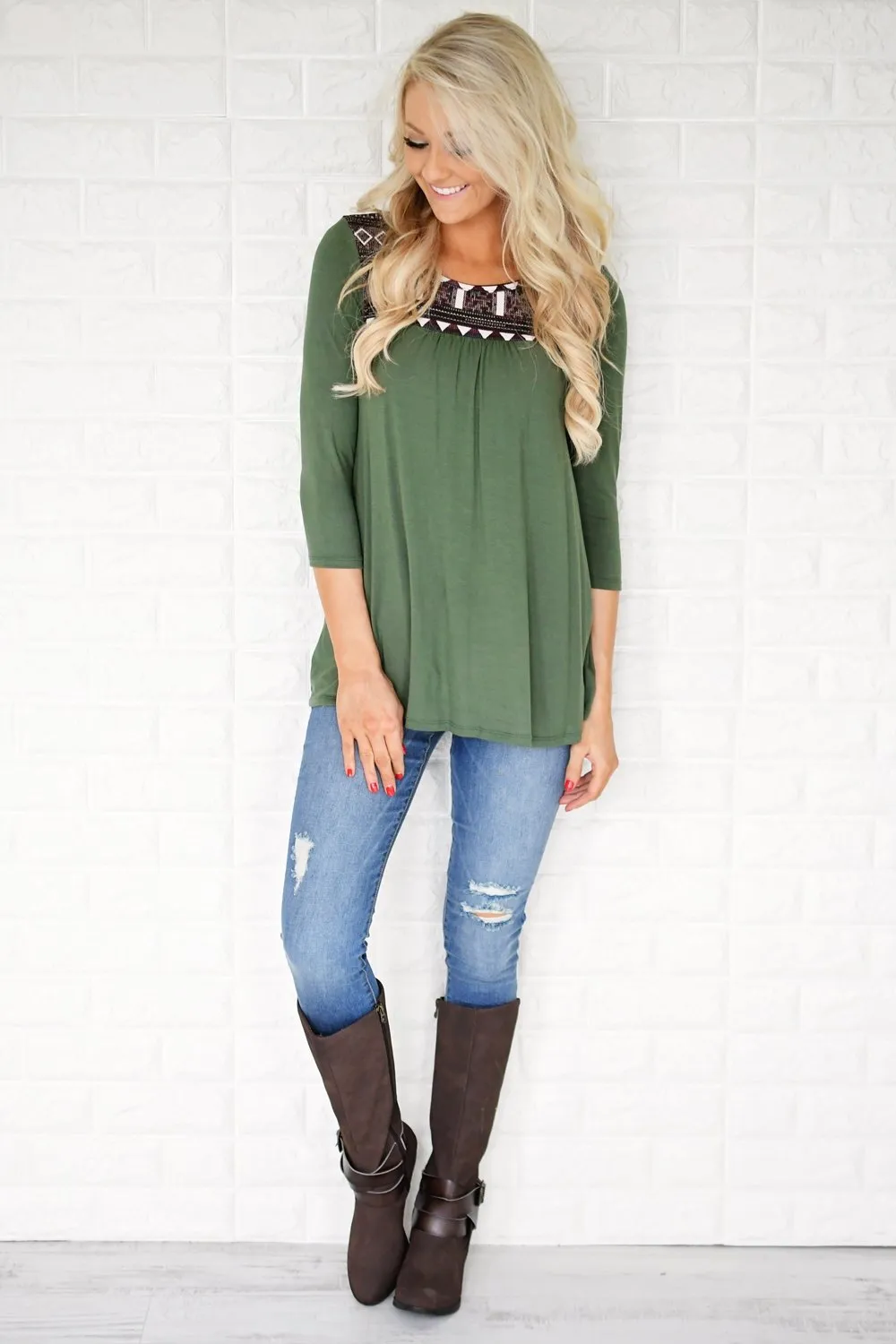 Wherever You Are Olive Top