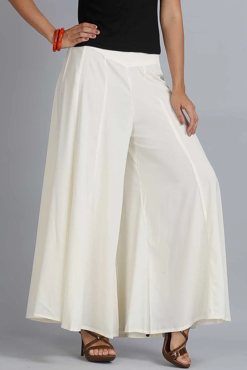 White Flared Palazzo