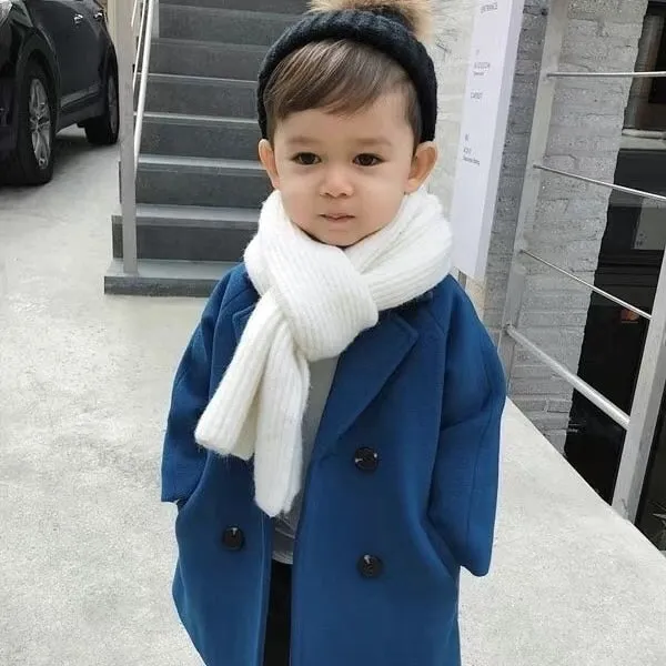 Winter Grid Jackets Boys Girls Woolen Double-breasted Baby Boy Trench Coat Lapel Autumn Kids Outerwear Coats Wool Coat Overcoat