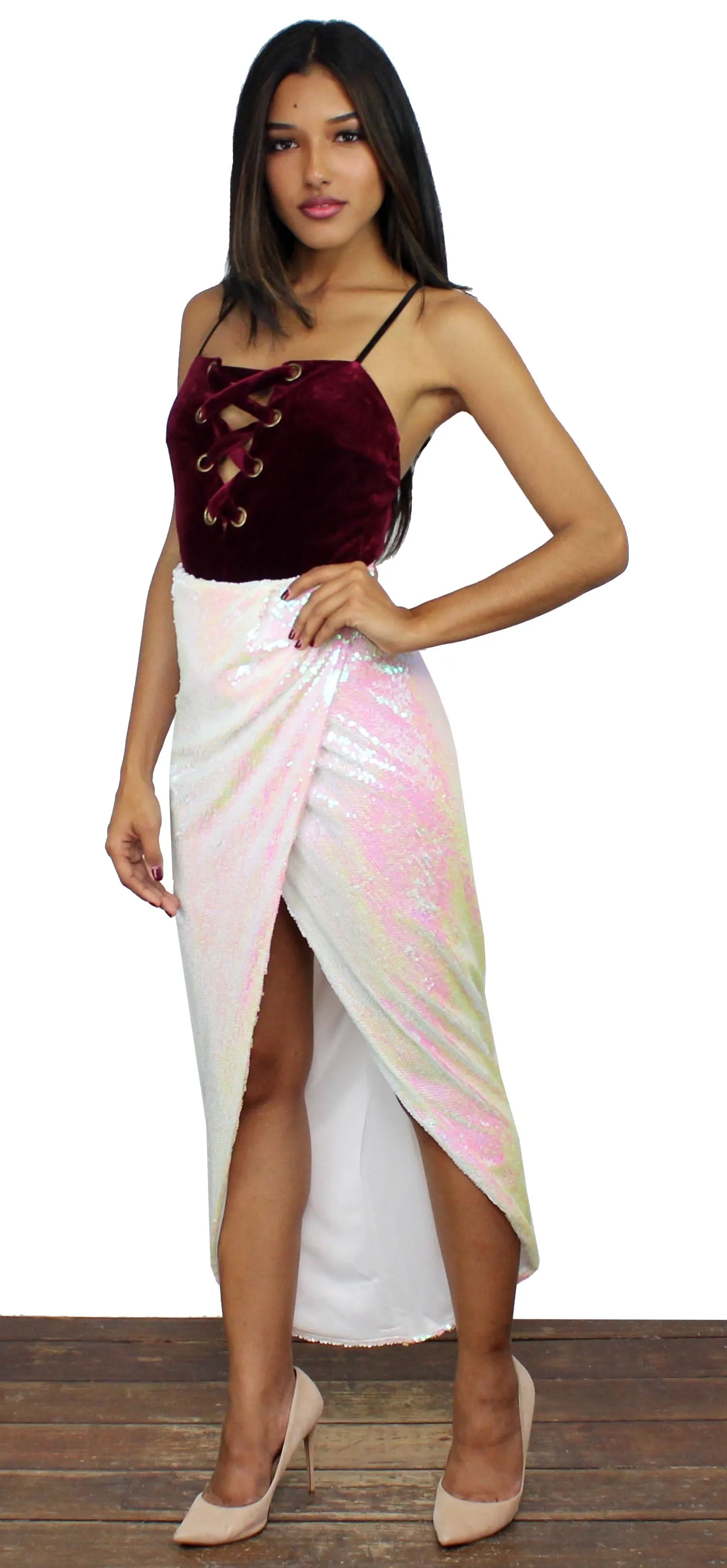 Wish List Wine Velvet Bodysuit