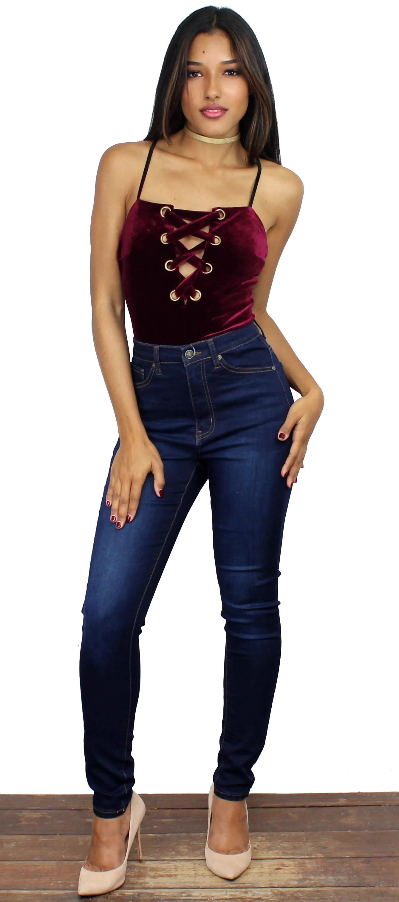 Wish List Wine Velvet Bodysuit