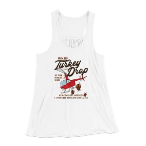 WKRP Turkey Drop Funny Thanksgiving Women's Flowey Tank Top