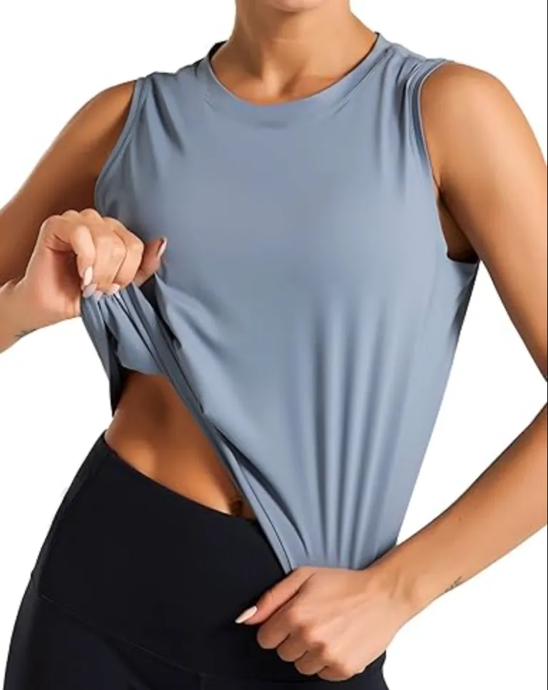 Women Sleeveless Yoga Tops Workout Cool T-Shirt Running Short Tank Crop Tops