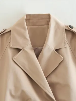Women's fashion with belt Oversized cropped trench coat - Ideal for layering