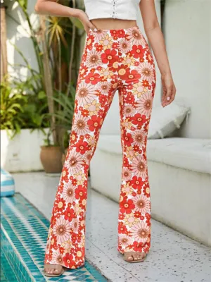Women's Sexy Floral Flared Pants for Summer