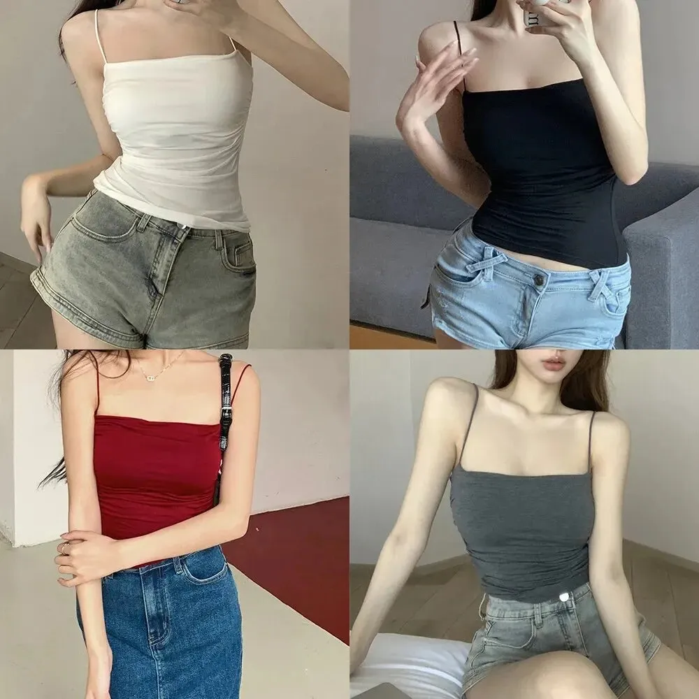 Women's Top Tank Underwear Fitted Camisole Sexy Short Top With Thin Straps