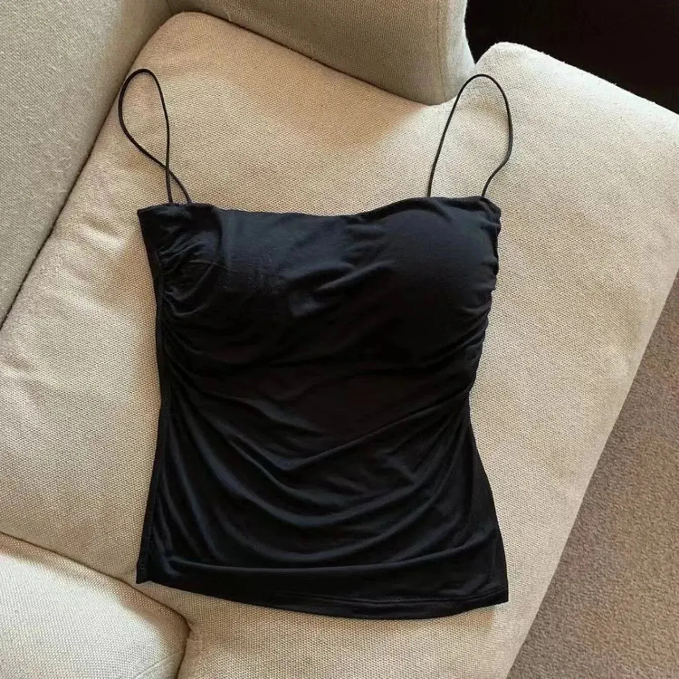 Women's Top Tank Underwear Fitted Camisole Sexy Short Top With Thin Straps