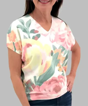 Women's V-Neck Floral Top - 38011