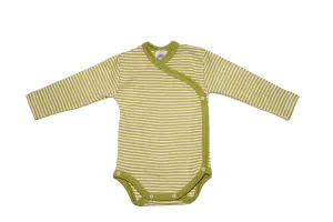 Wool and Silk Baby Cross Body Snap- Green Stripe