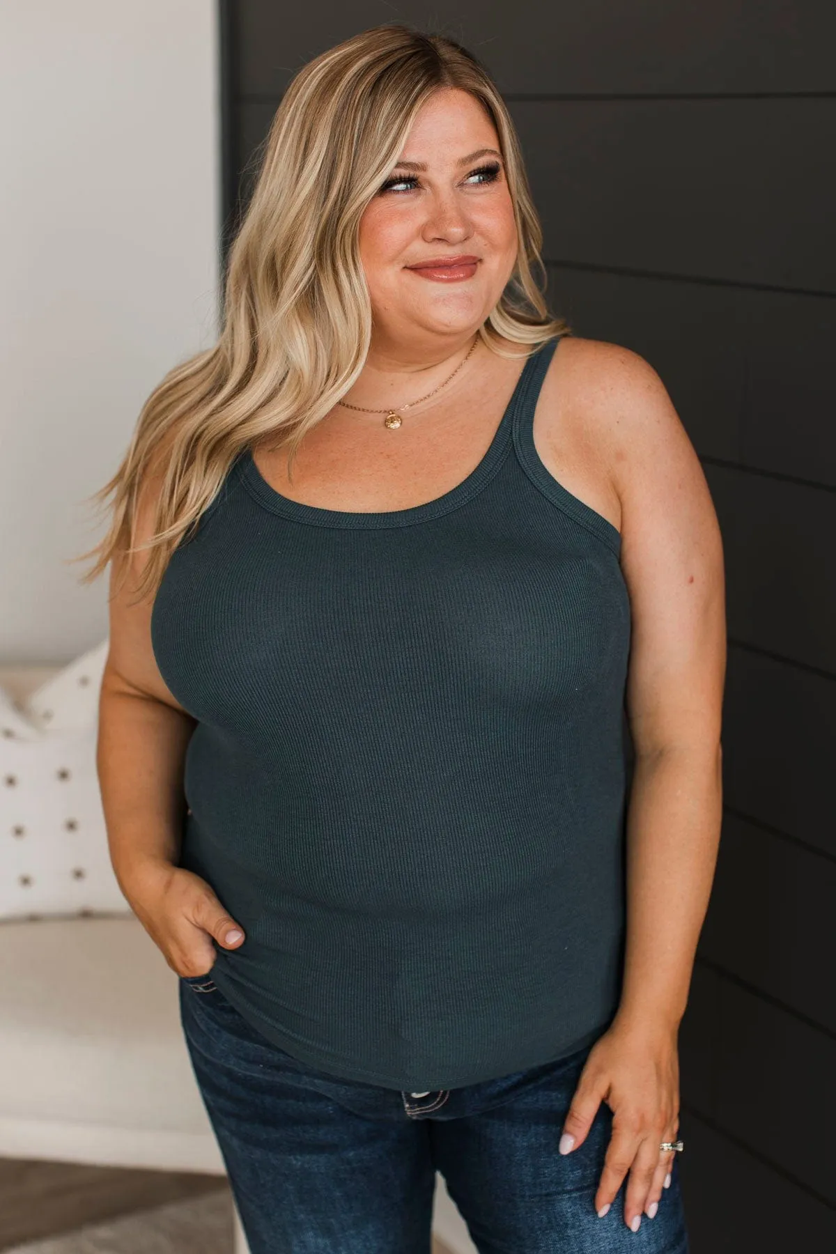 Work Up The Nerve Tank Top- Dark Teal