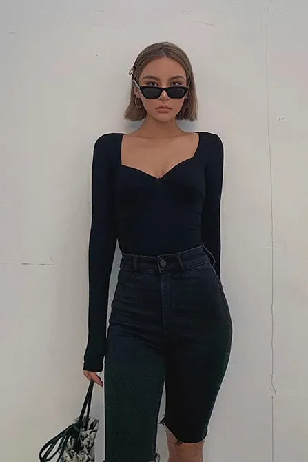 Wrap V Neck Ribbed Tank Tops Fitted Shirt