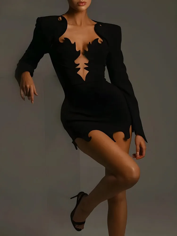 Y2K Asymmetric Cut Out Mini Dress