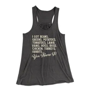 You Name It Funny Thanksgiving Women's Flowey Tank Top