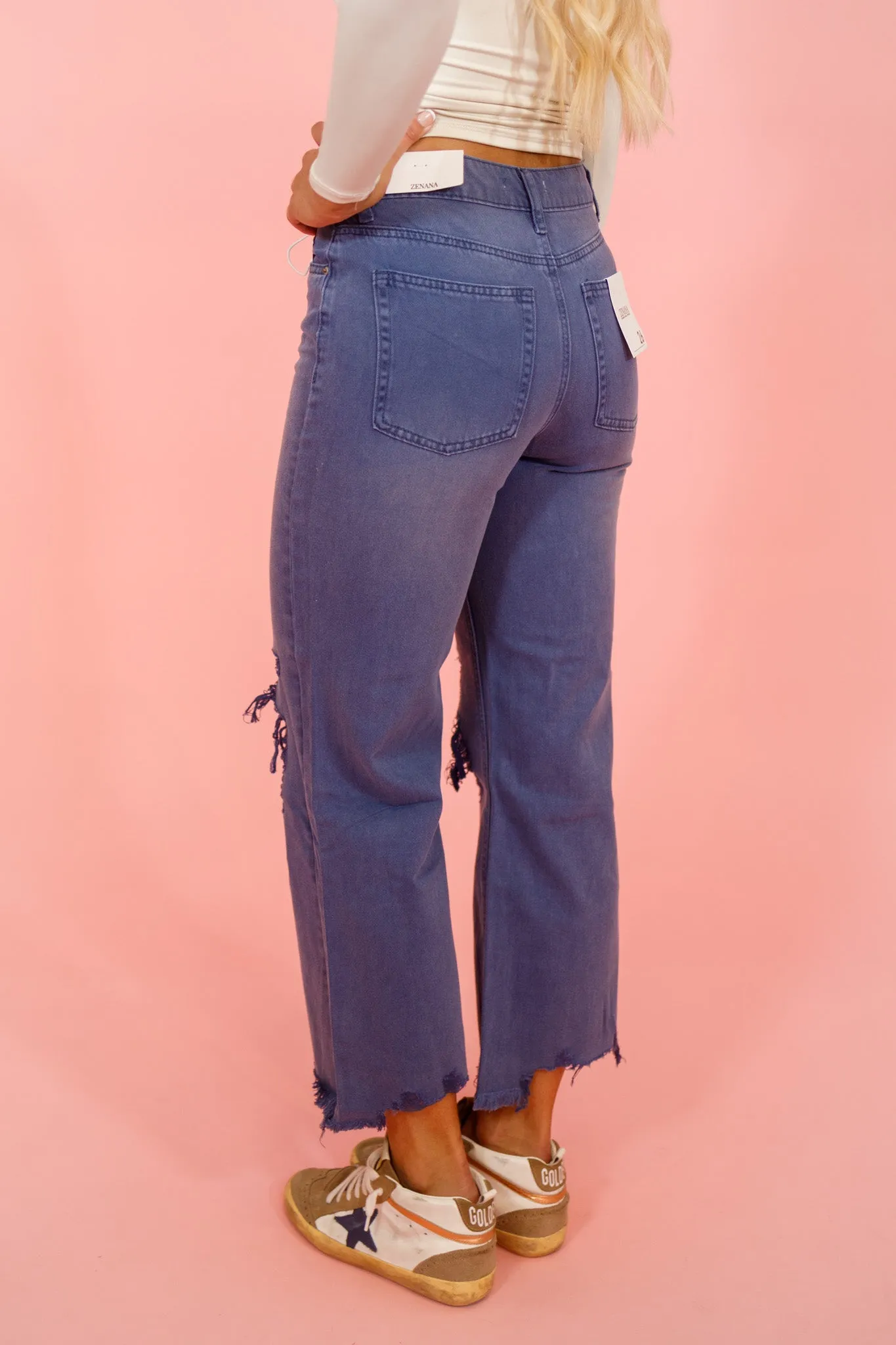 Z Distressed Crop Flare Jeans, BLACKBERRY